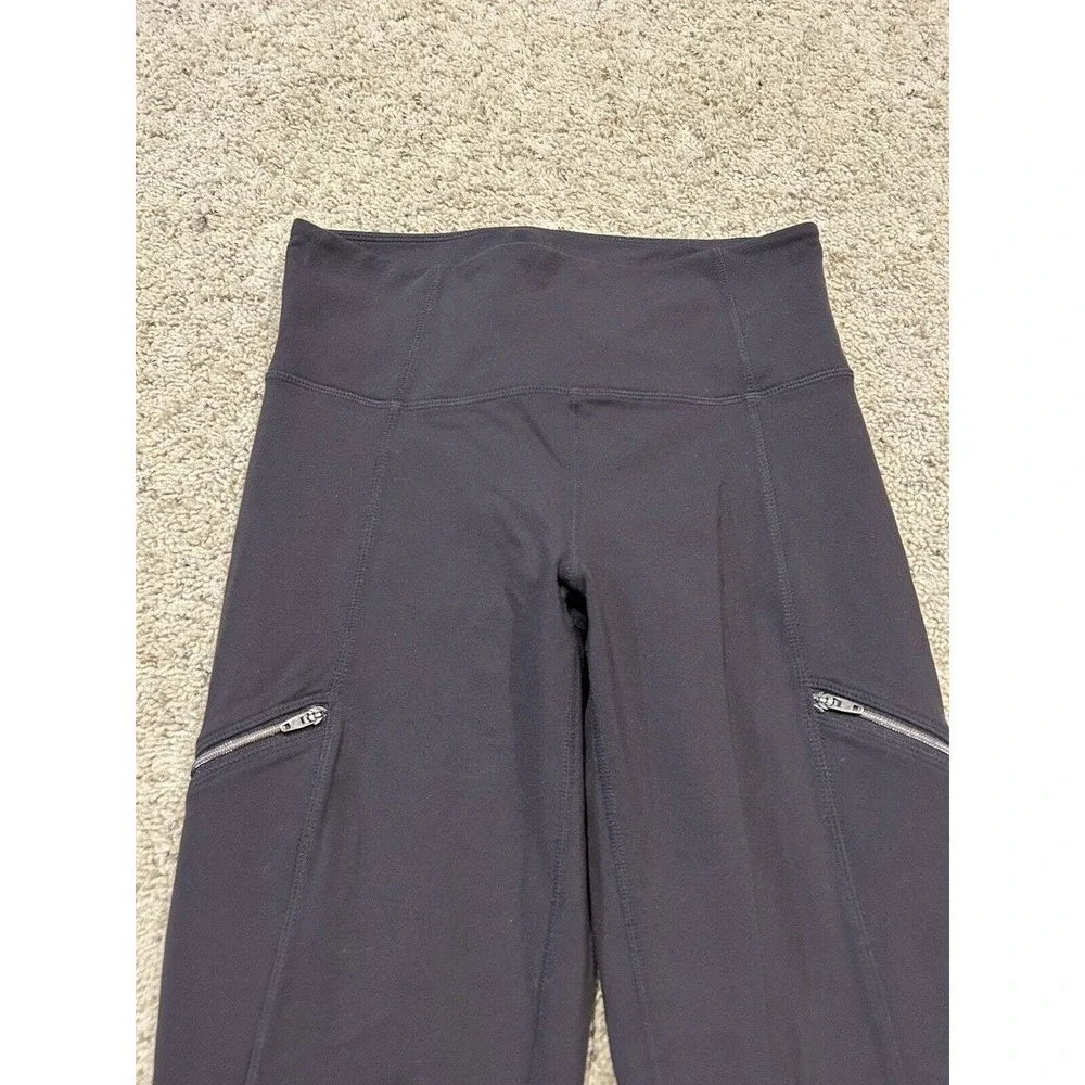 ATHLETA sz S High Rise Metro Drifter Tights Yoga Pants Zip Pants 349426 GRAY H23